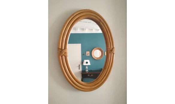 Miroir en rotin