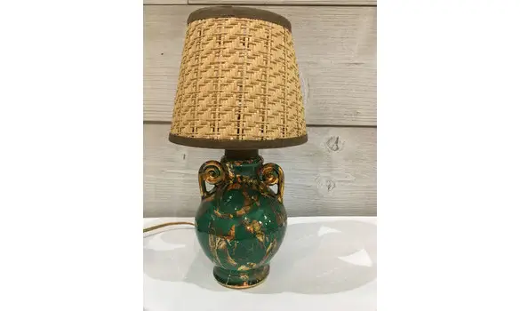 Lampe céramique vert et or