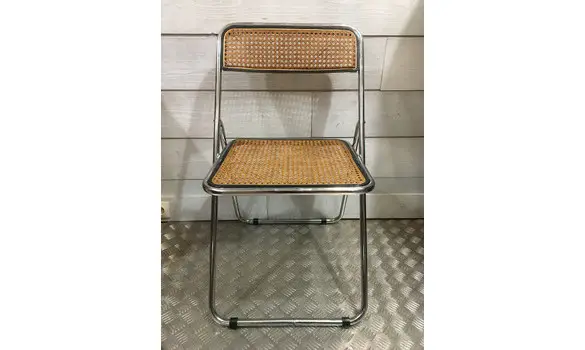 Chaise pliante cannage et chrome