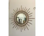 Miroir soleil en rotin