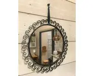 Miroir rond en fer noir