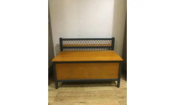 Banc coffre decor rotin